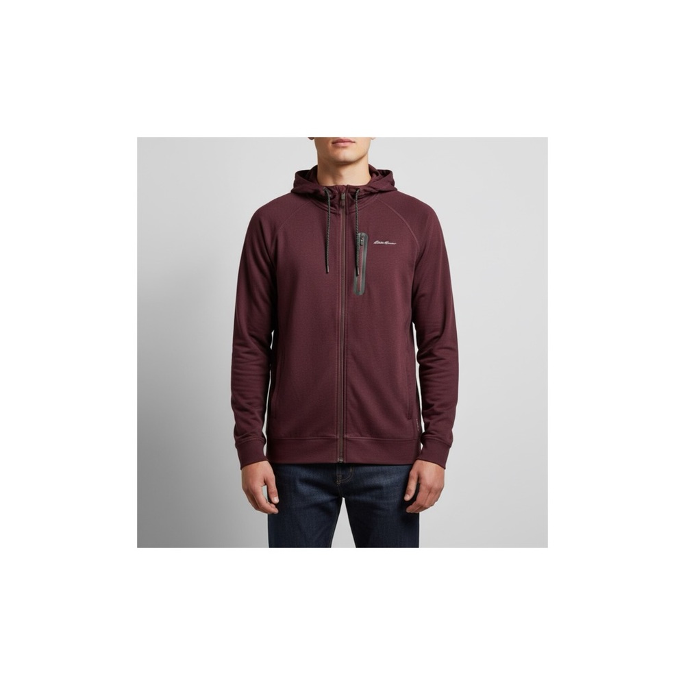 Eddie Bauer Men’s FreeDry Performance Full-Zip Hoodie • Burgundy • Size L